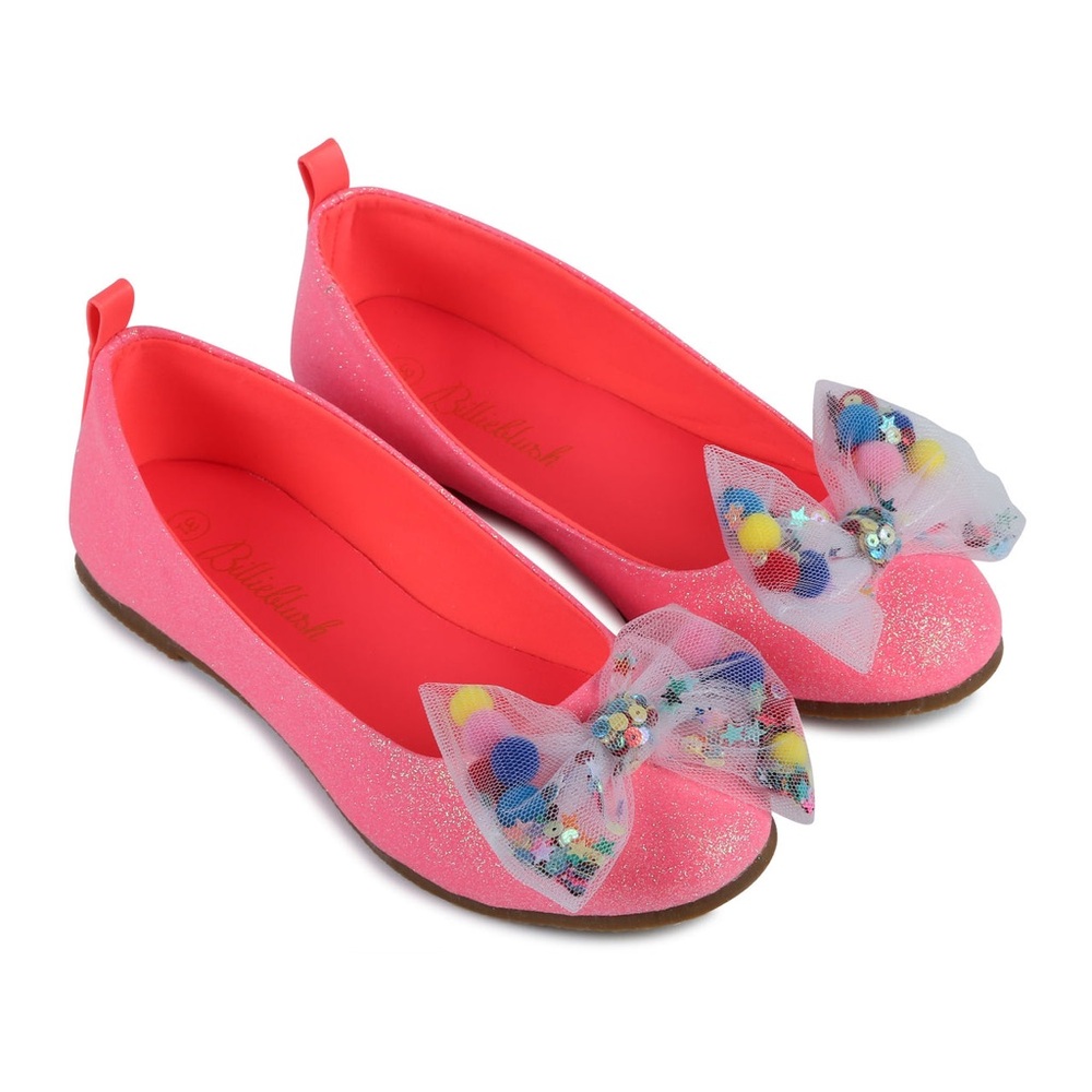 Billieblush Pink Glitter Flats with Bow